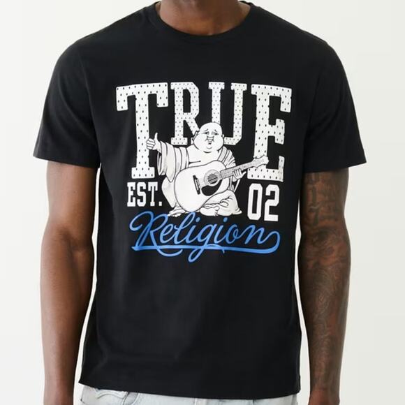 True religion NEW dotted true 02 tee Graphic print spellout buddy tee mens - Picture 1 of 5